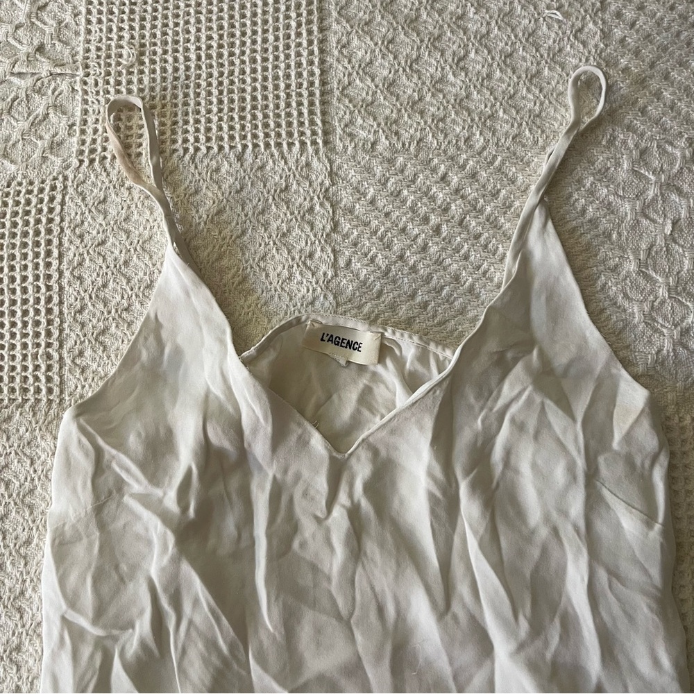 Gabriella Silk V-Neck Tank - Ivory - Picture 5 of 8